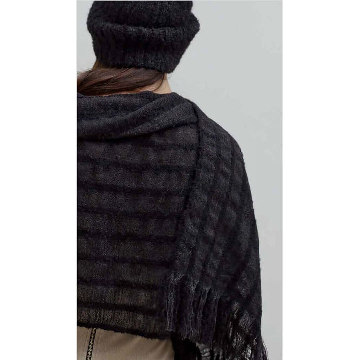 Black Loop Knit Alpaca Scarf