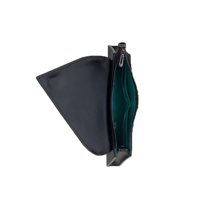 SUSU The Angelica Leather Clutch Black Snakeskin