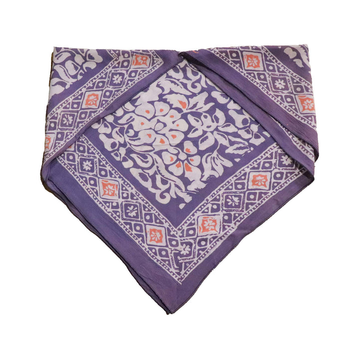 Hand Dyed Batik Bandana, Plum Haze, Floral, Purple, Scarf, 100% Cotton