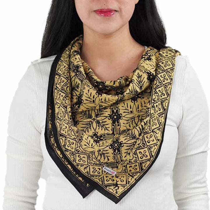 Large 27", Hand Dyed Batik Bandana, Harvest, Brown Black, Oversized, XL, Big