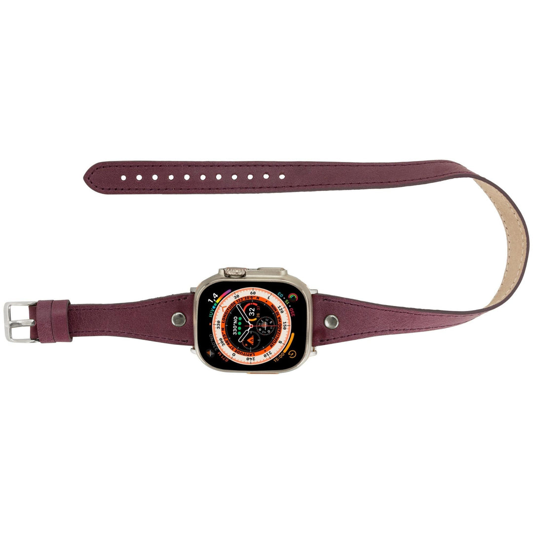 Basin Double Tour Leather Bands for Apple Watch 9, Ultra 2 and SE