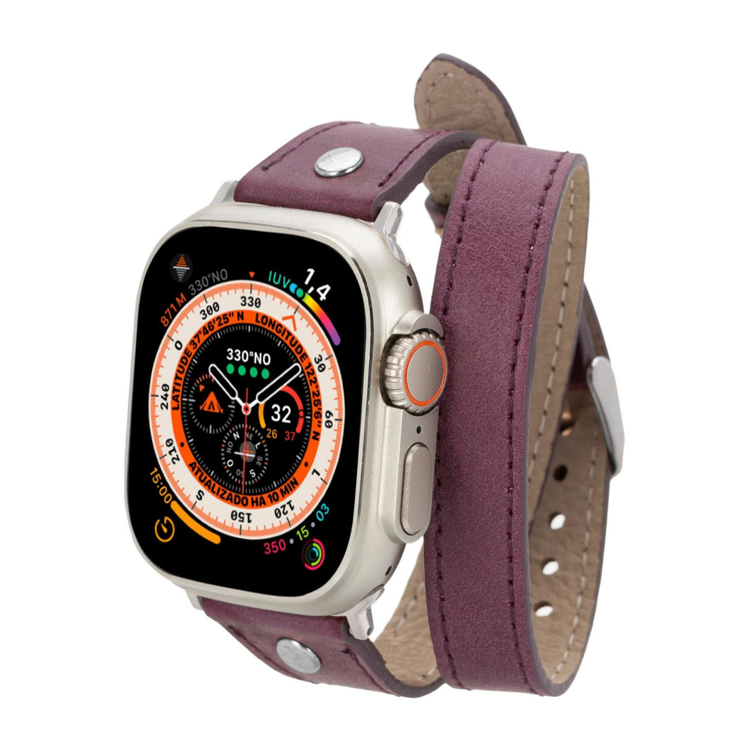 Basin Double Tour Leather Bands for Apple Watch 9, Ultra 2 and SE