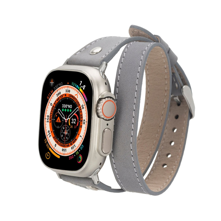 Basin Double Tour Leather Bands for Apple Watch 9, Ultra 2 and SE