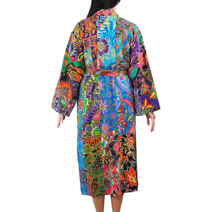 Handmade Long Thick Quilted Printed Batik Robe/ Kimono