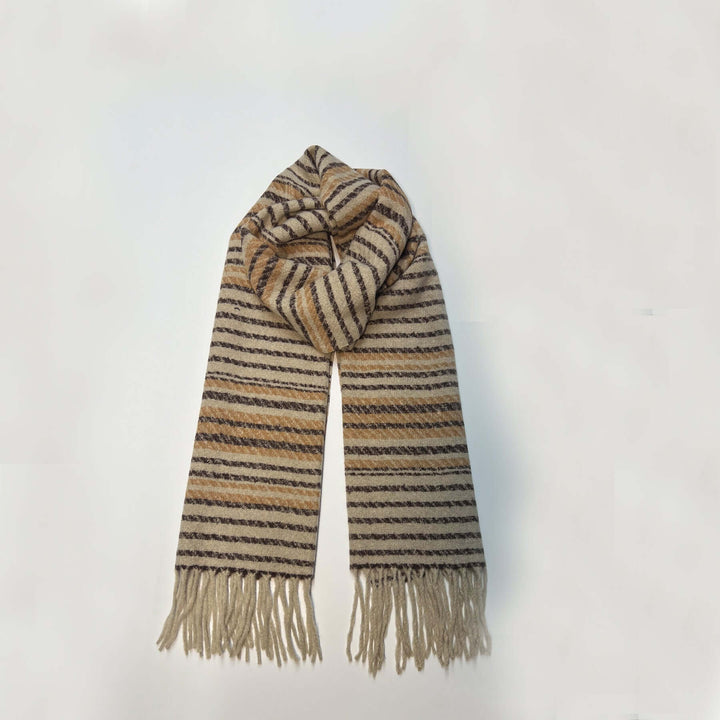 Beige Scarf for Women with Fringe
