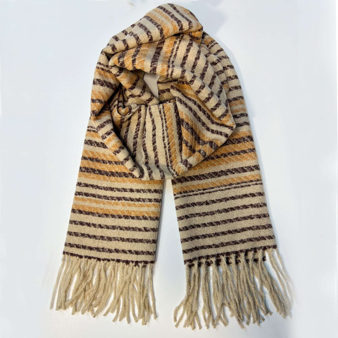 Beige Scarf for Women with Fringe