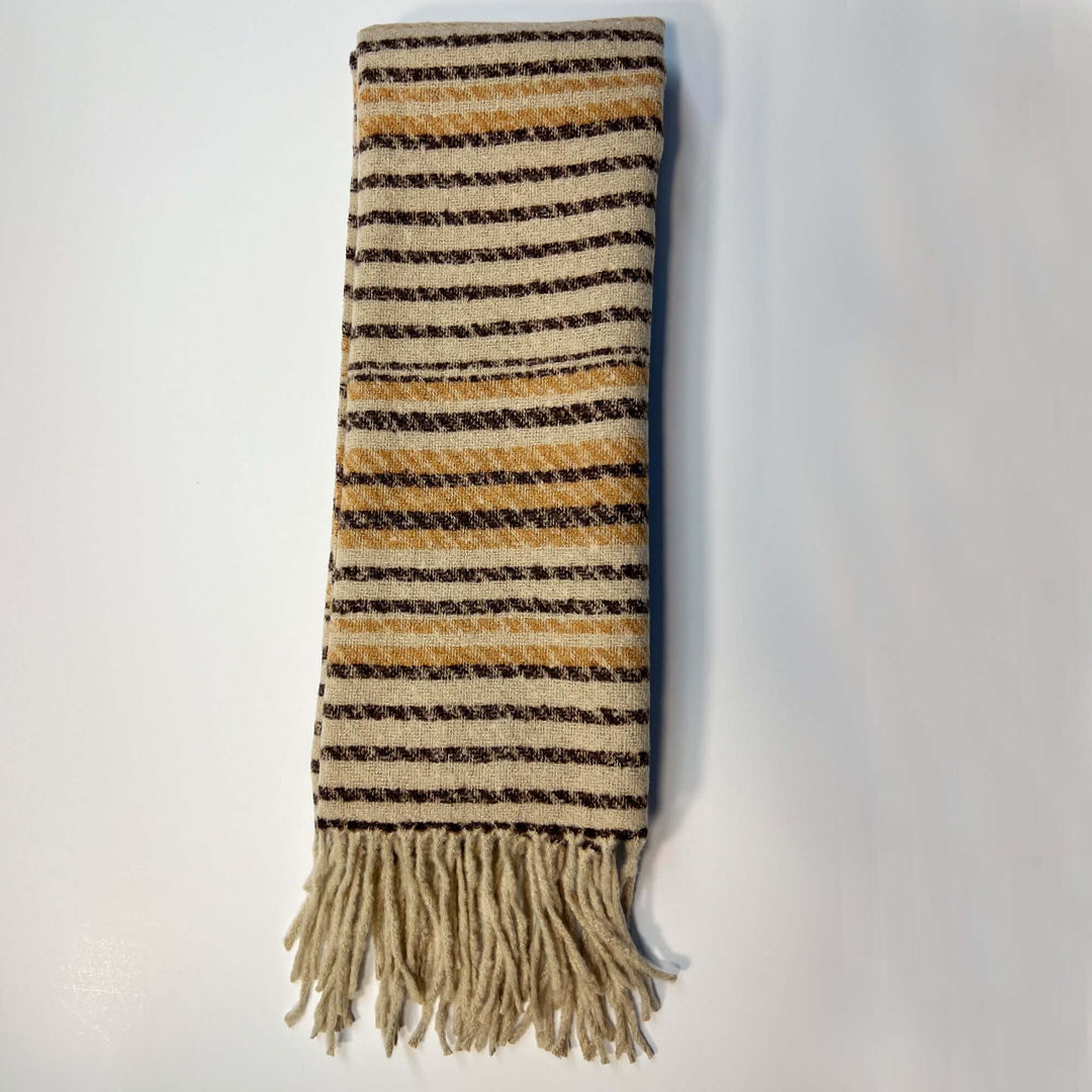 Beige Scarf for Women with Fringe