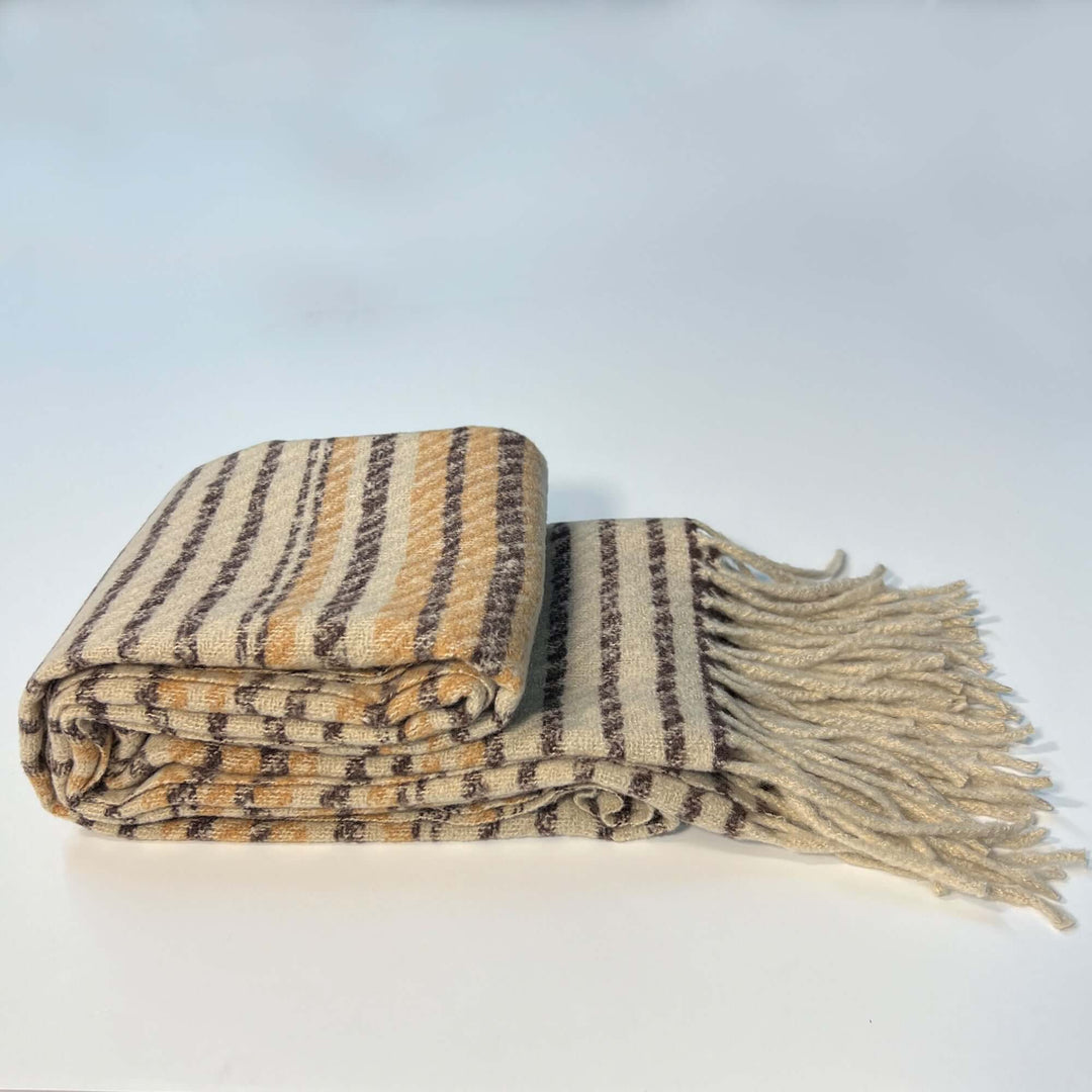 Beige Scarf for Women with Fringe