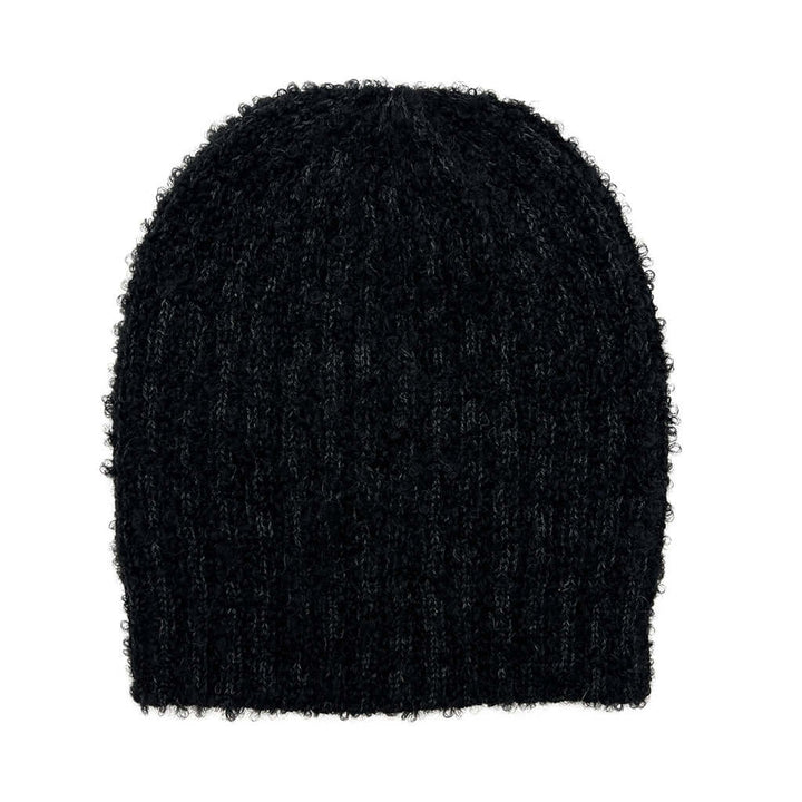 Black Loop Knit Alpaca Beanie