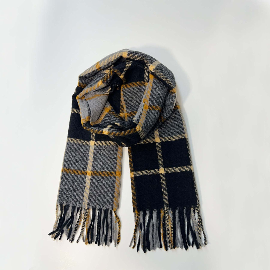 Black and Grey Striped Scarf