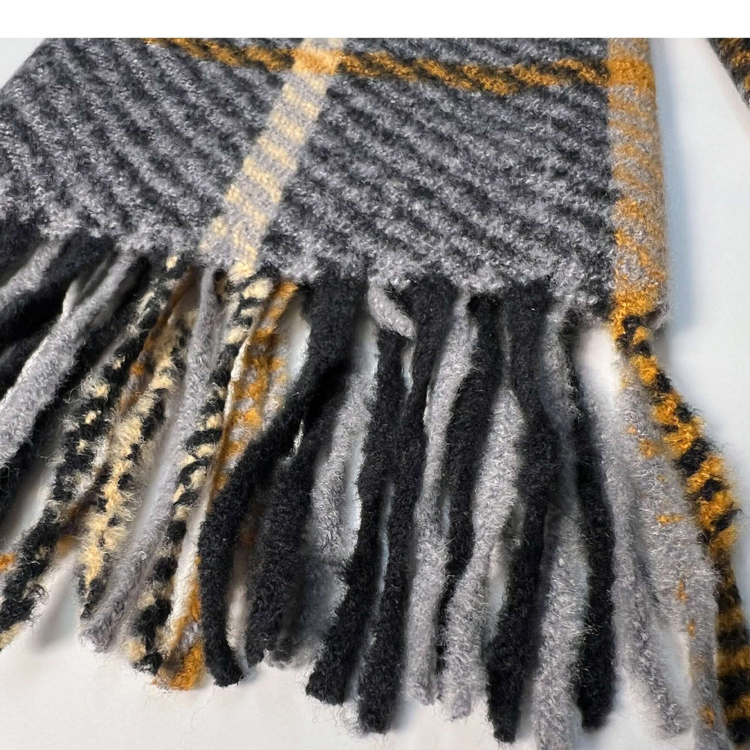 Black and Grey Striped Scarf