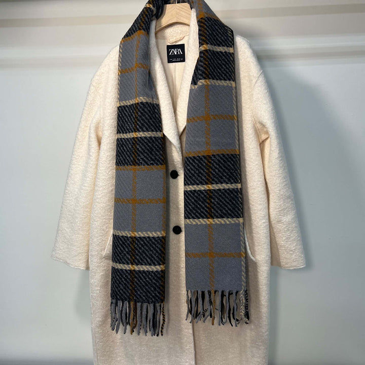 Black and Grey Striped Scarf