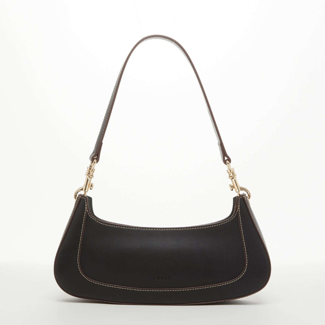 SUSU The Emily Leather Baguette Bag Black