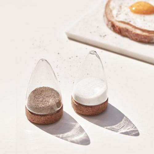 BOEIEN by PUIK - salt and pepper shaker, constructed from glass and cork - set of 2