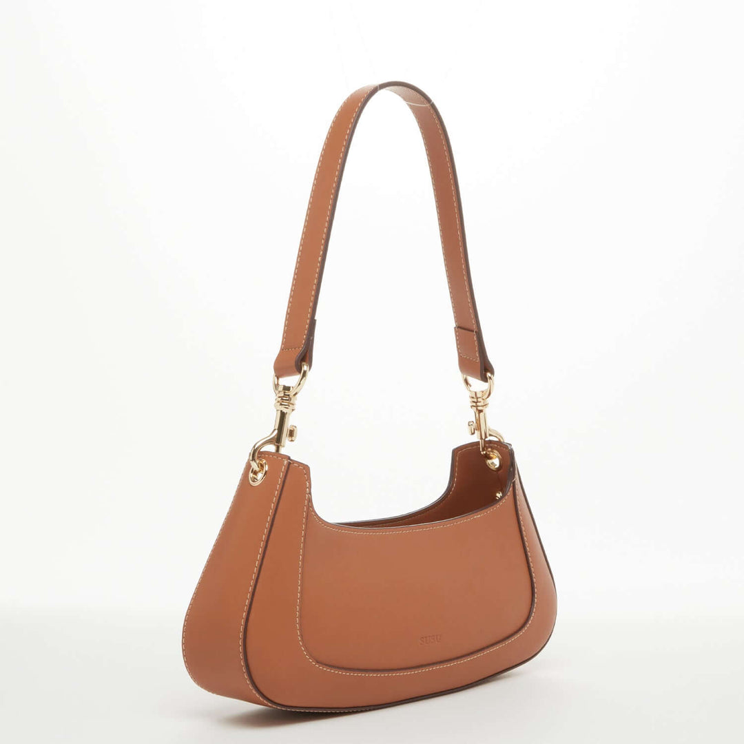 SUSU The Emily Leather Baguette Bag Brown