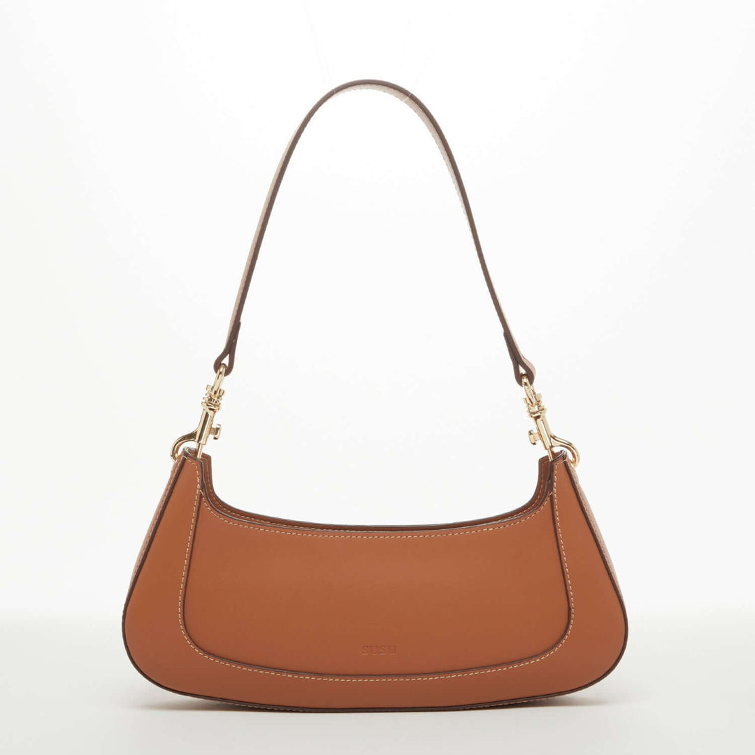 SUSU The Emily Leather Baguette Bag Brown