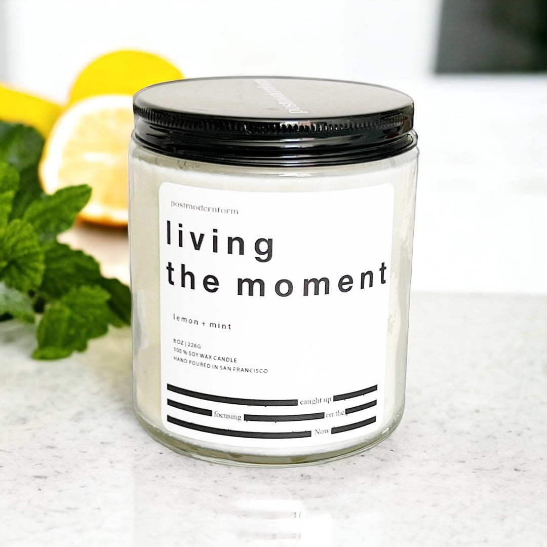 living the moment / lemon + mint candle