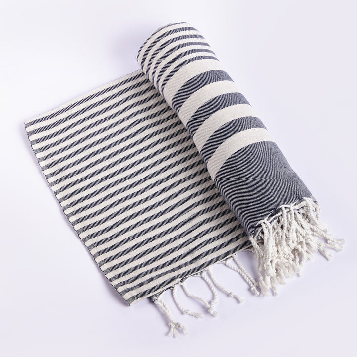 Fethiye Striped Blanket Throw - Blue