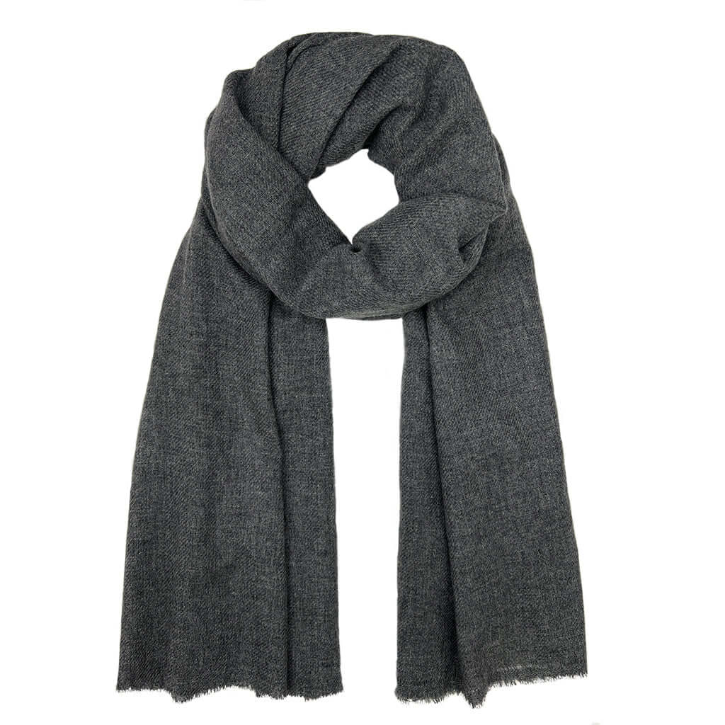 Charcoal Handloom  Cashmere Scarf