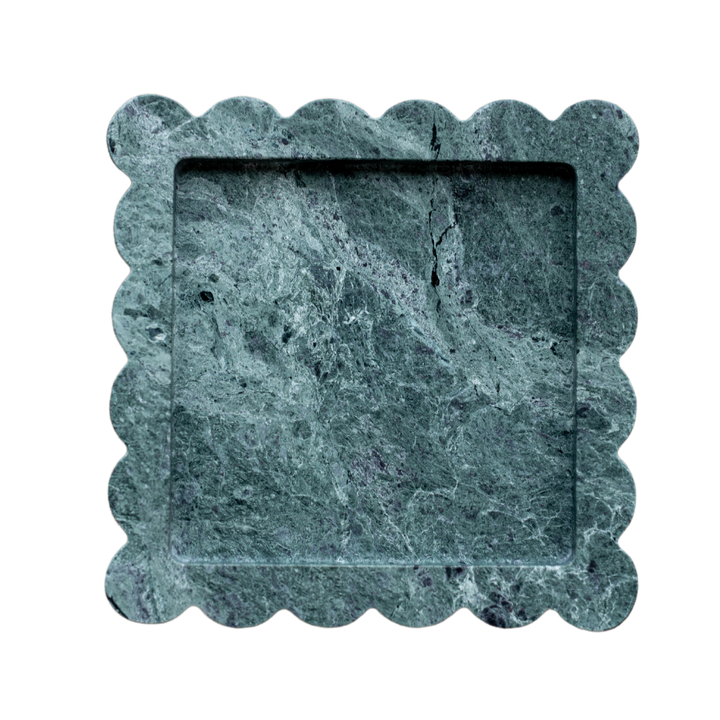 Green Marble Scalloped Tray