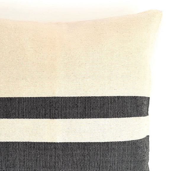 Woven Block Pillow Case - Natural with Black