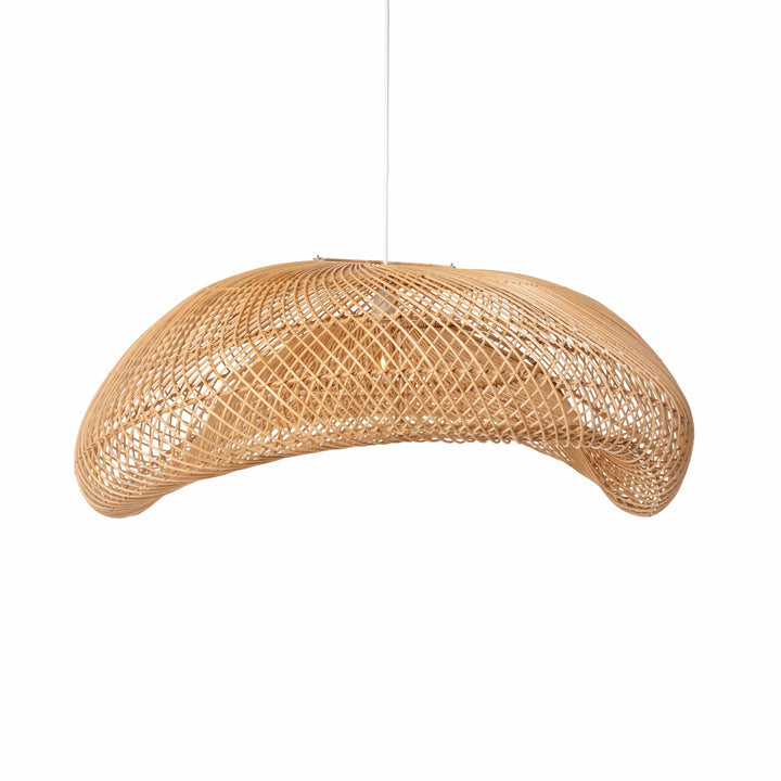 Rattan Arch Wavy Pendant Light-Medium