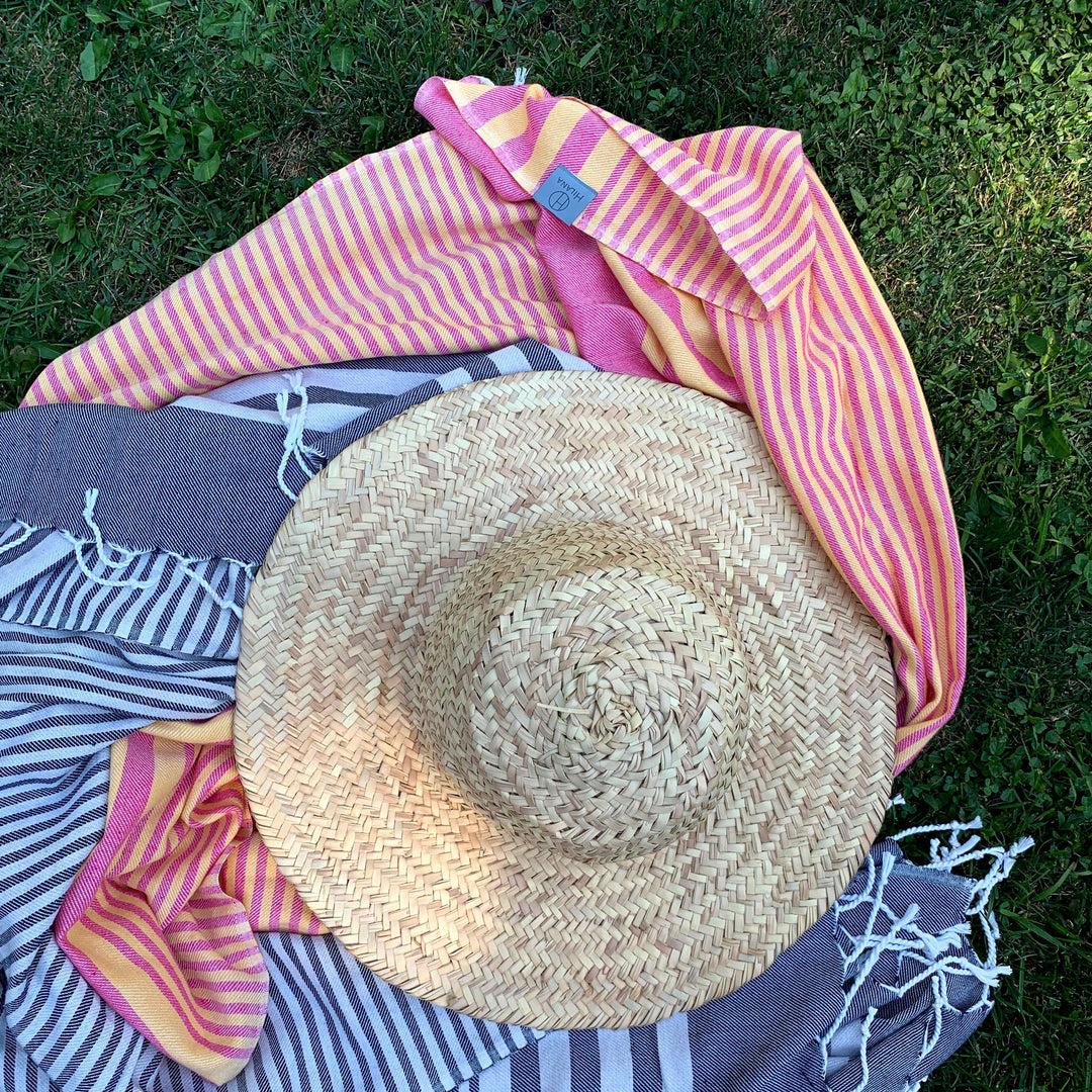 Fethiye Striped Blanket Throw - Blue