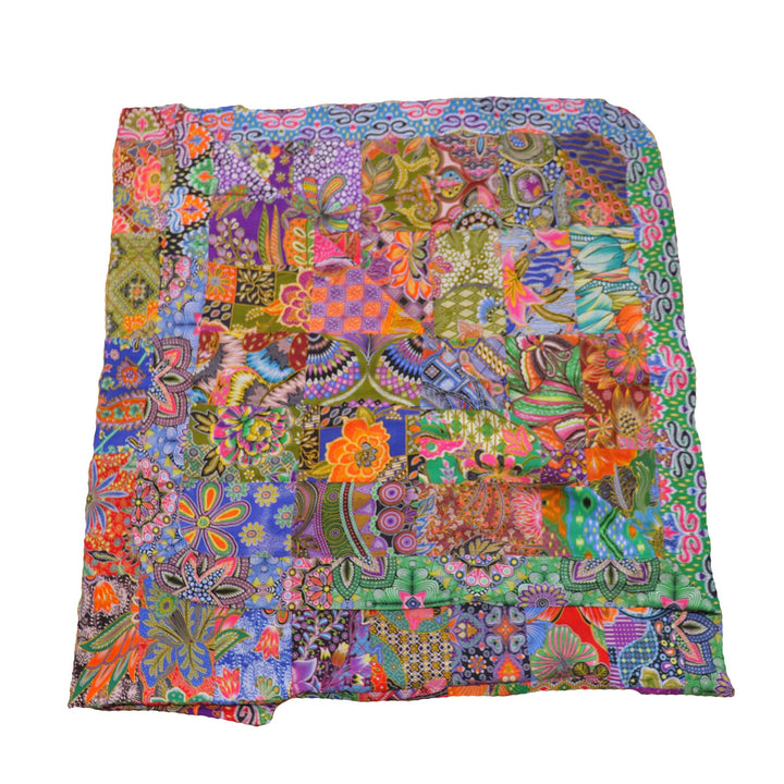 Handmade Reversible Printed Batik Quilt Blanket Throw, Quilt Patchwork, Upcycled, size 55 x 87 inches