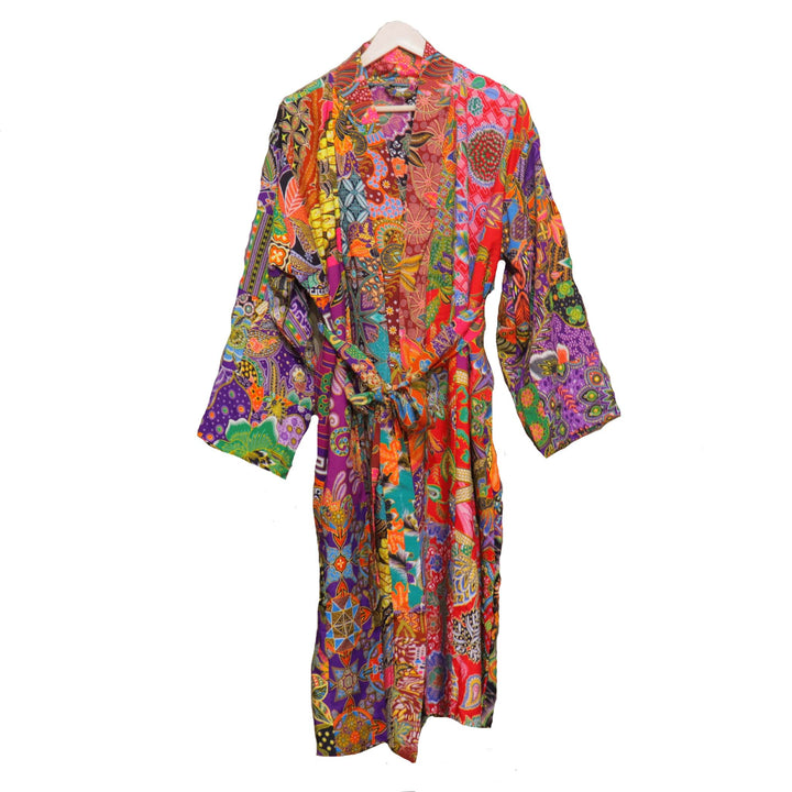 Handmade Long Thick Quilted Printed Batik Robe/ Kimono