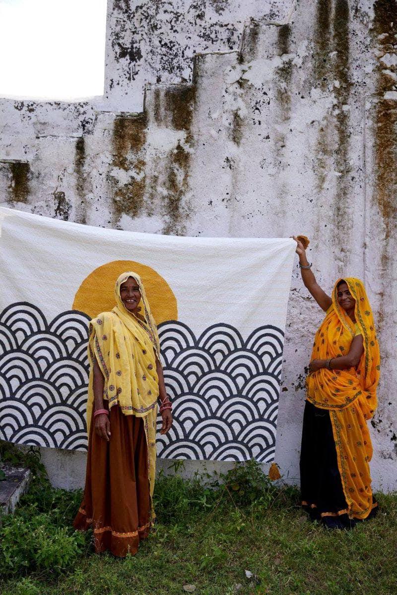 Making Waves Kantha Throw