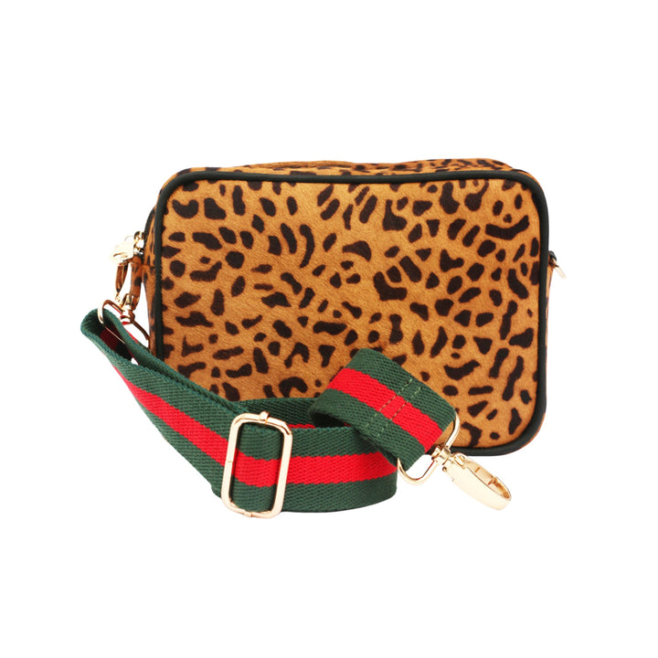 Leopard Leather Camera Crossbody Bag