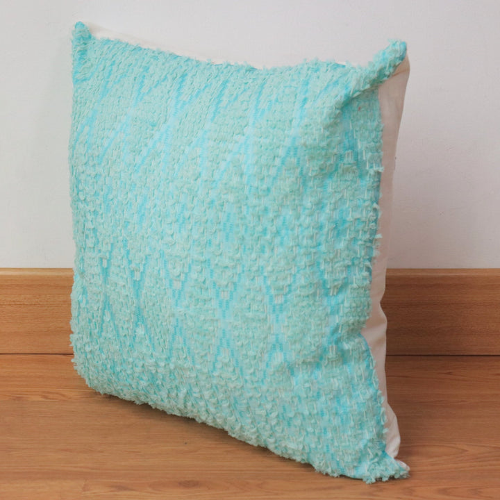 Pillow / Cushion Cover Handwoven Ikat in Silk & Cotton, Blue, Baby Blue