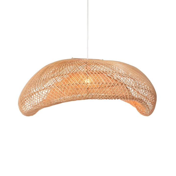 Rattan Arch Wavy Pendant Light-Medium