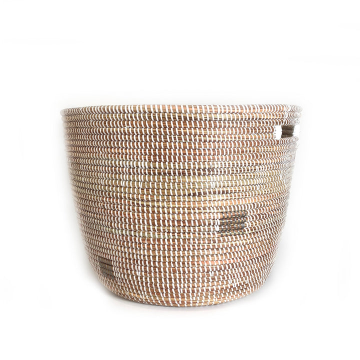 Flat Lid Storage Basket Squares White Low Storage