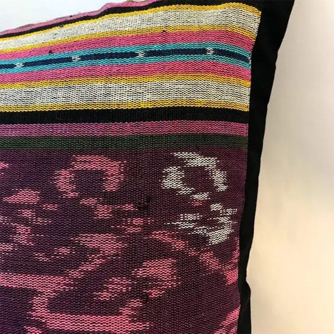 Handwoven Ikat Pillow Cover, Pink and Purple. Cover Only with No Insert. 16x16 inches, Cushion