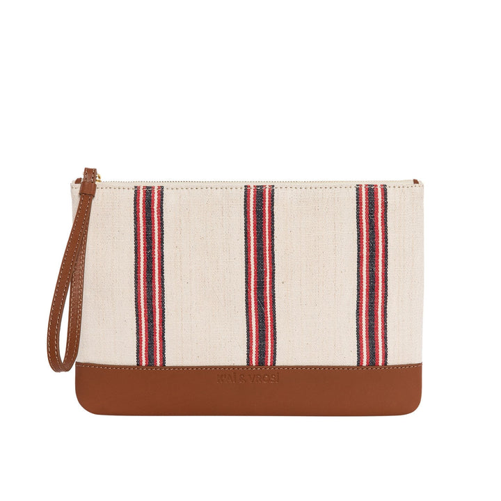 Apollon - Tobacco Calfskin & Handloomed Fabric Clutch