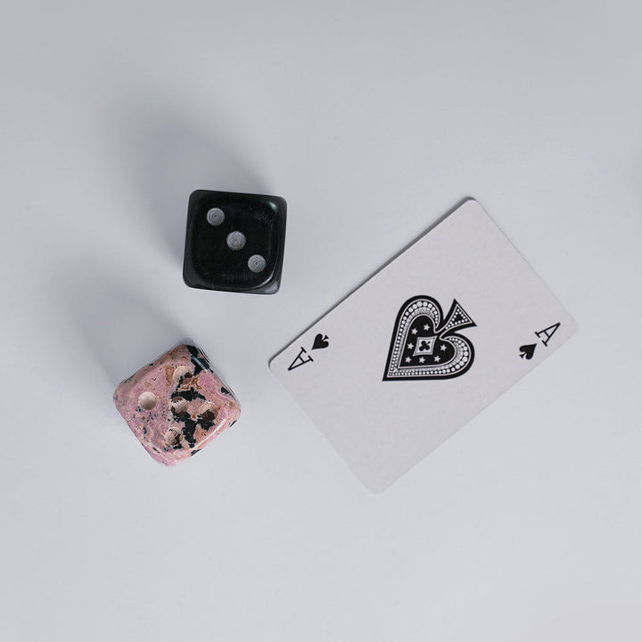 S/4 Dice: Rhodonite, Dumortierite, Onyx, Mariposita