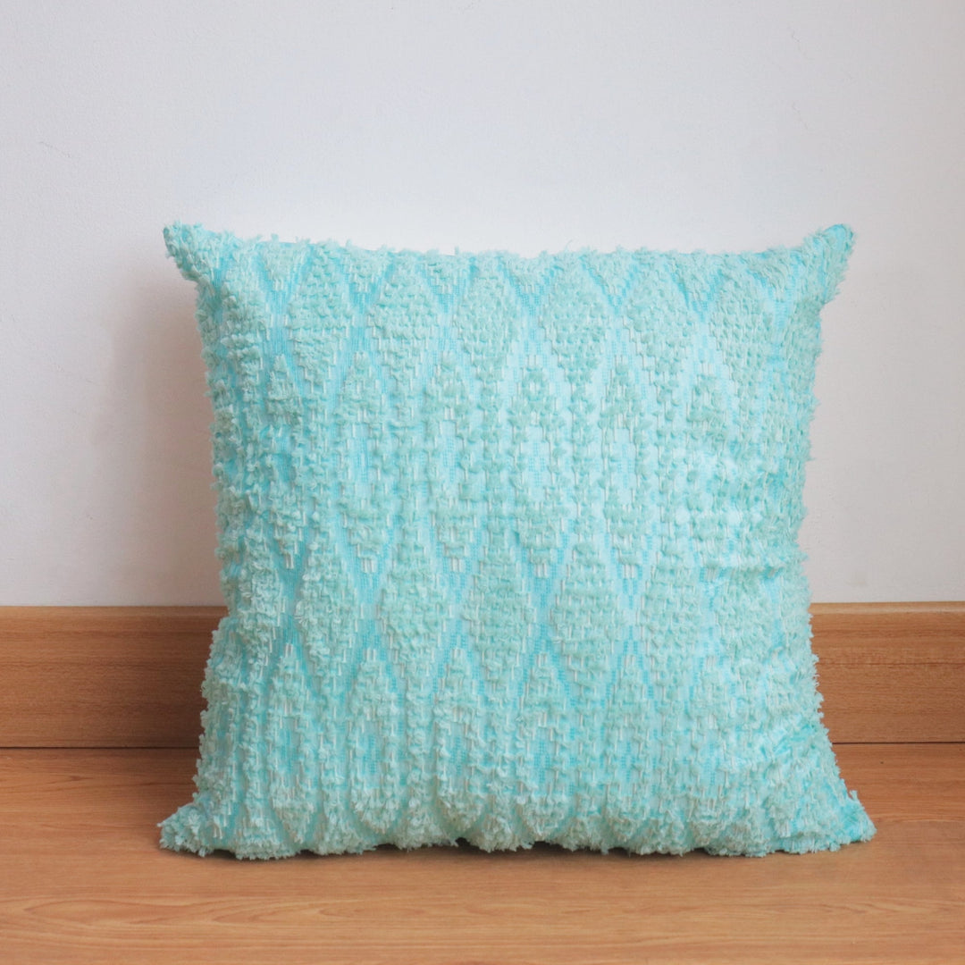 Pillow / Cushion Cover Handwoven Ikat in Silk & Cotton, Blue, Baby Blue