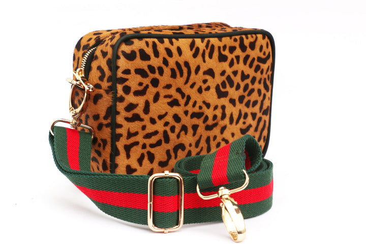 Leopard Leather Camera Crossbody Bag