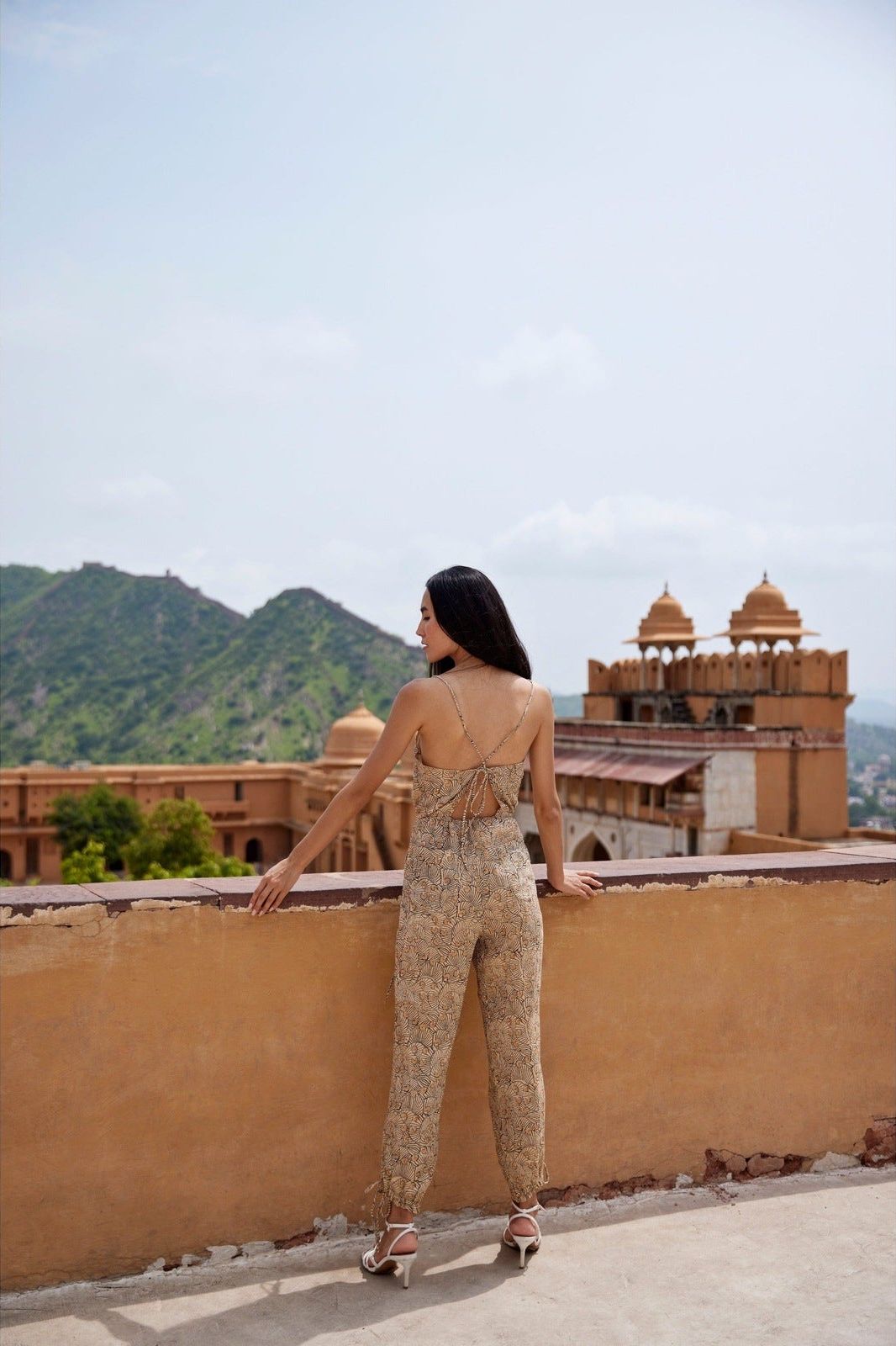 Hand-Printed Simané Jumpsuit (Desert Sand)