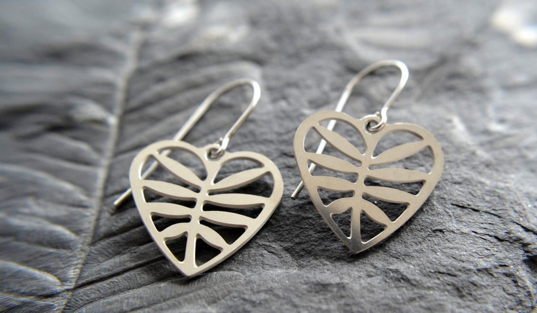 Leafy Heart Earrings in stainless steel