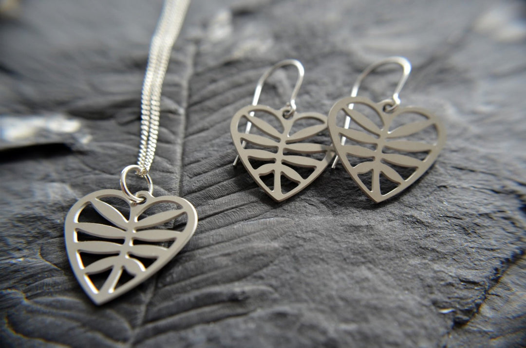 Leafy Heart Earrings in stainless steel