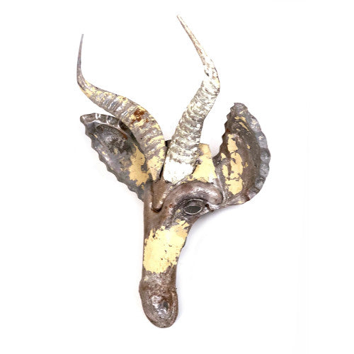 Springbok Animal Mask - Recycled Metal Wall Art