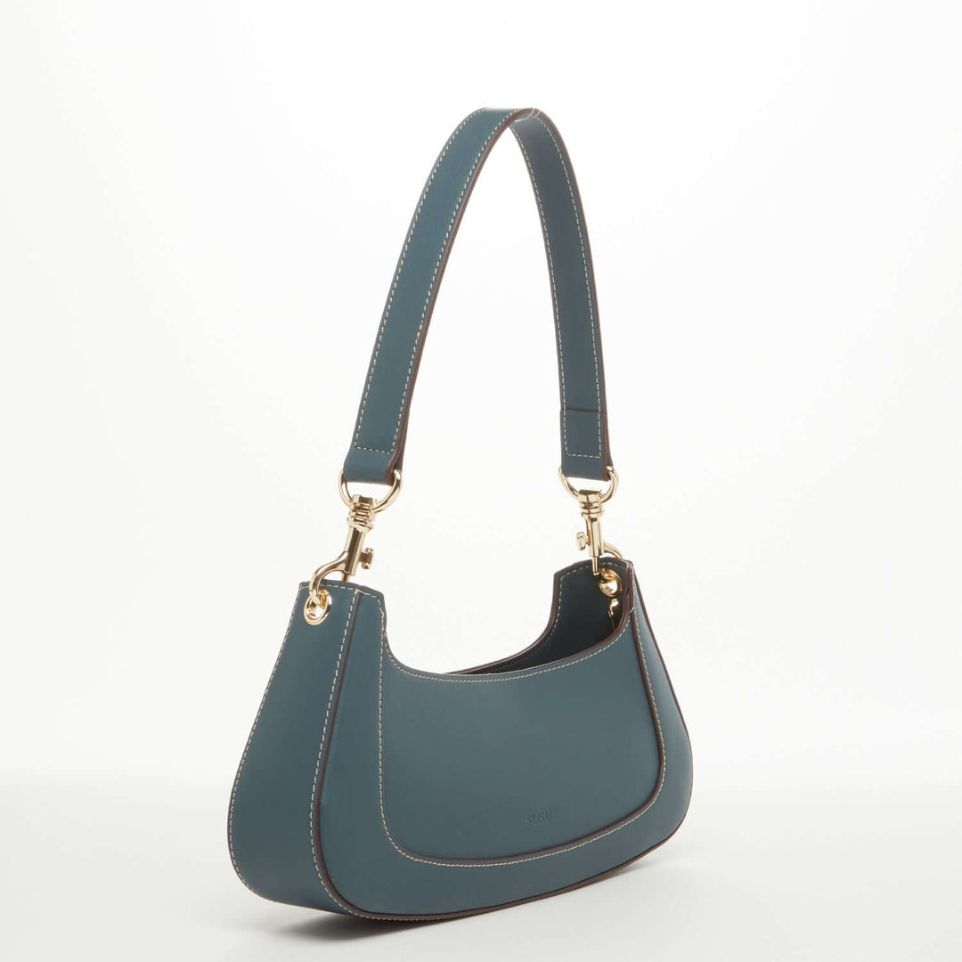 SUSU The Emily Leather Baguette Bag Blue