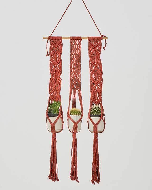 Leon Macrame Plant Holder | Tile Red