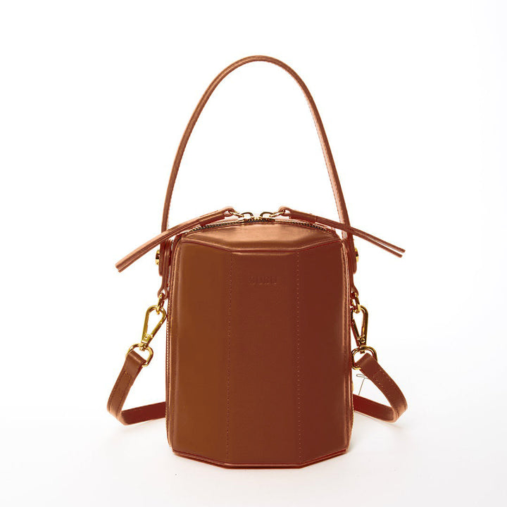 SUSU The Harper Amber Brown Leather Bucket Bag