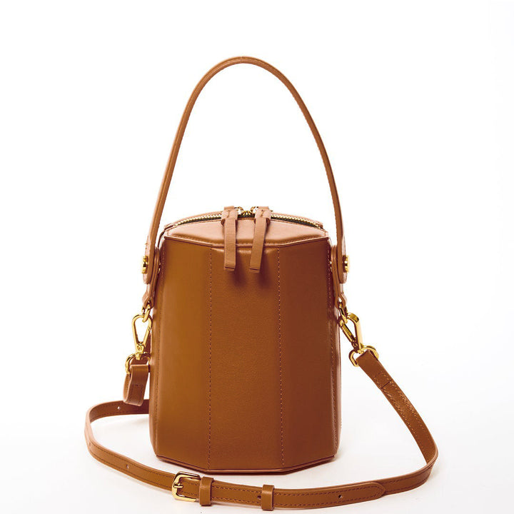 SUSU The Harper Amber Brown Leather Bucket Bag