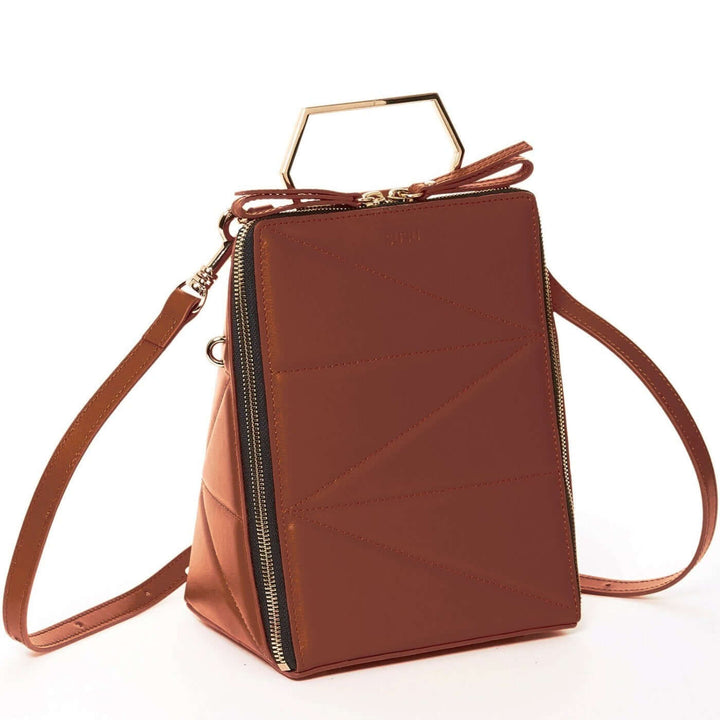 SUSU The Heidi Brown Leather Backpack Purse