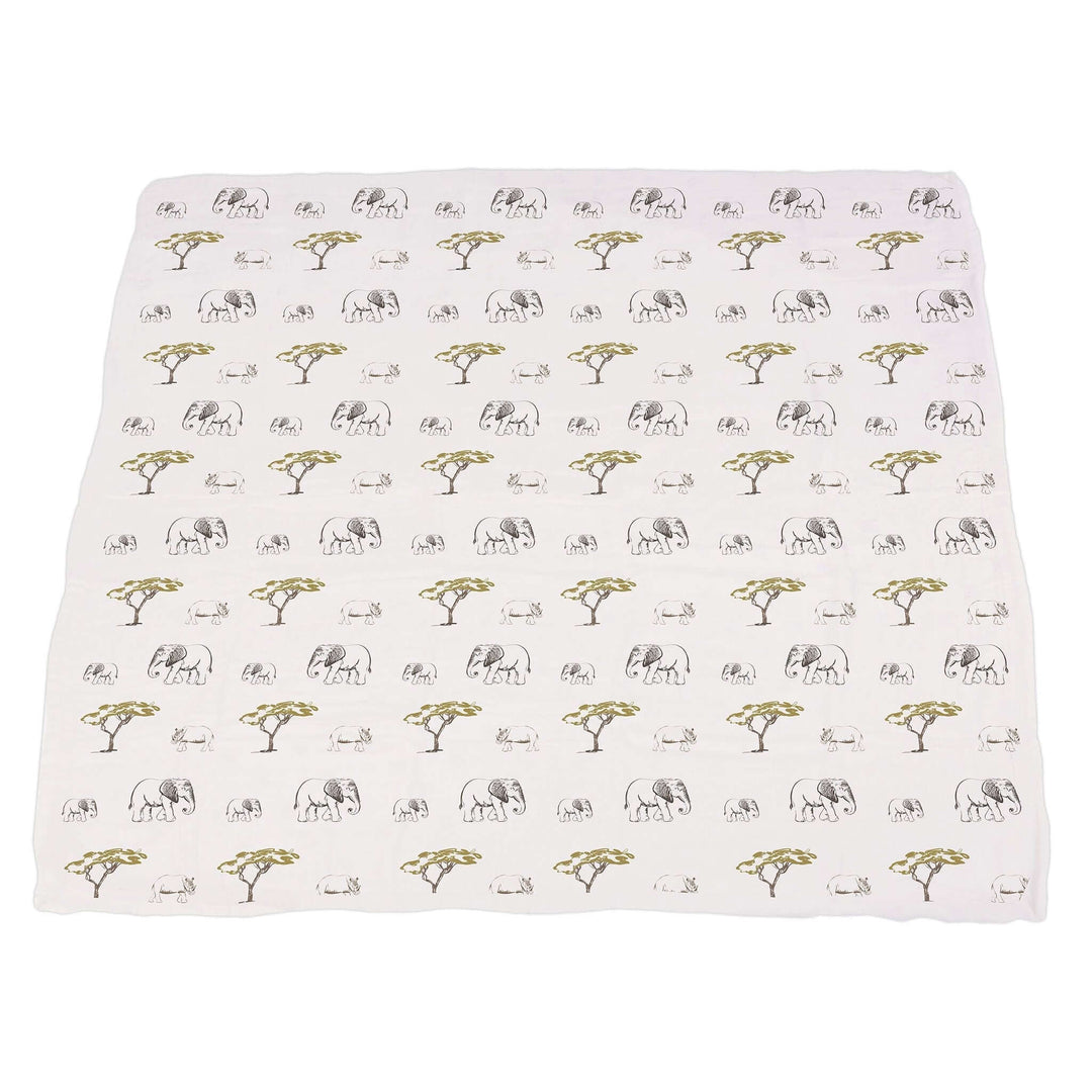 Hear Me Roar Lion and Rhinos and Elephants Bamboo Newcastle Blanket