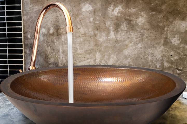 19" Oval Double Wall Hammered Copper Bathroom Sink